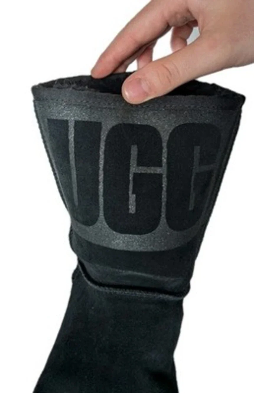 UGG Classic Short Sparkle Graphic Logo Black Suede Fur Boots Size 9 S/N Womens